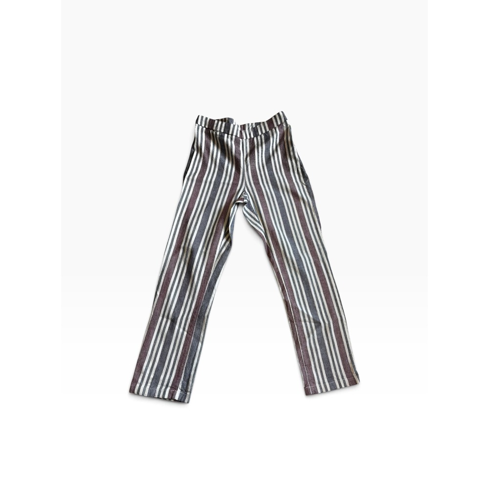 Free People Striped Linen Blend Trousers Size 0 Multi Color Boho Slim Straight